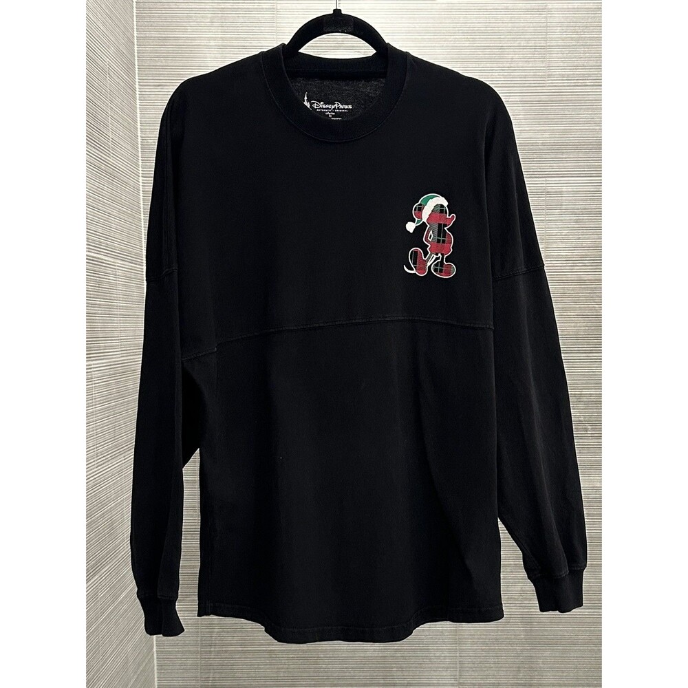 Disney Parks Spirit Jersey Disneyland Resort Christmas Plaid Mickey Black  Small